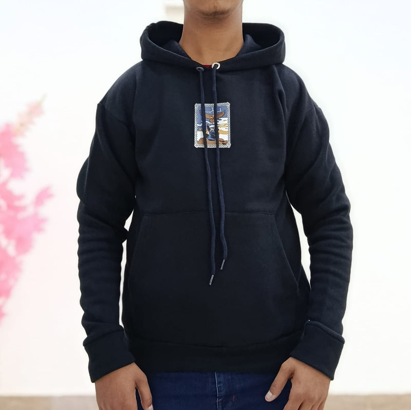 Arbab Graphic Printed Hoodie – Black & Navy Blue (Winter Fleece)