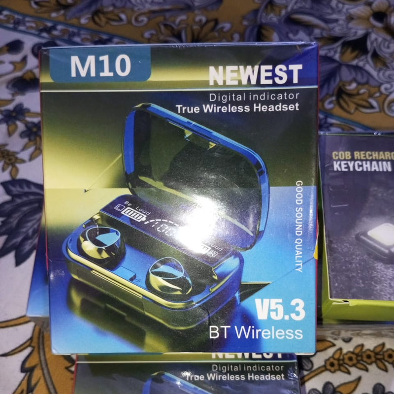 M10 Wireless Earbuds – Bluetooth 5.3 | Digital Display | Deep Bass